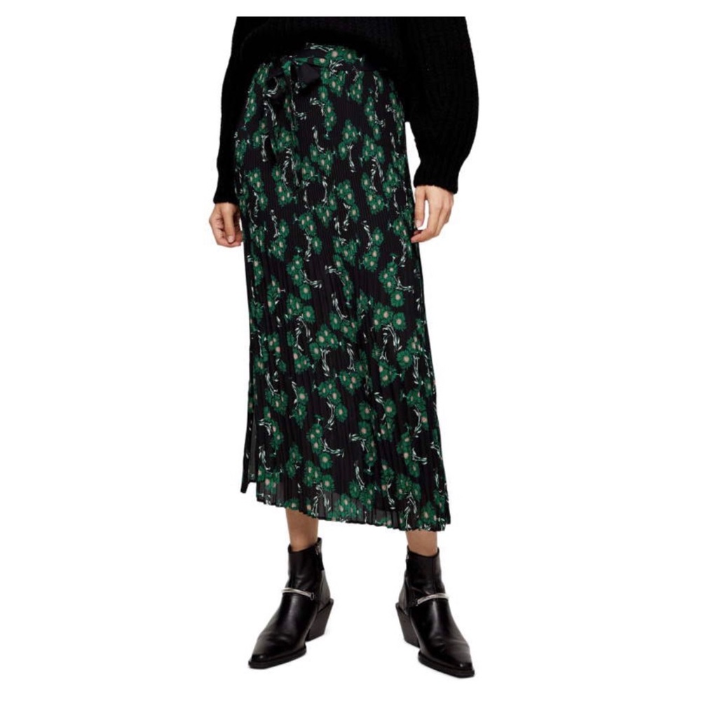 Topshop archive crystal floral pleated midi skirt